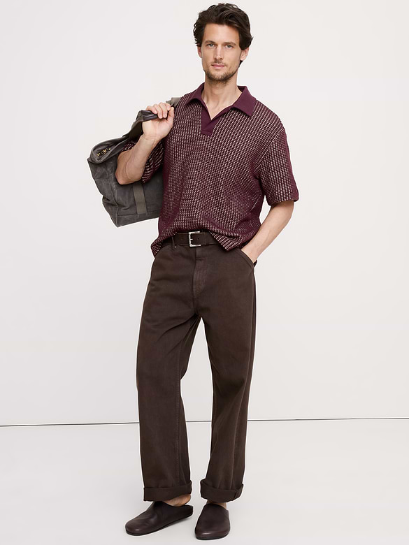 Relaxed-Fit Waffle-Knit Polo
