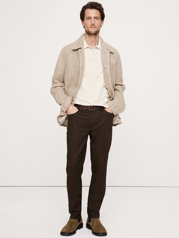 Pantalon Voyageur étroit en lin et coton