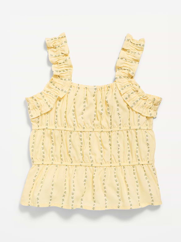 Printed Sleeveless Ruffled Top for Girls
