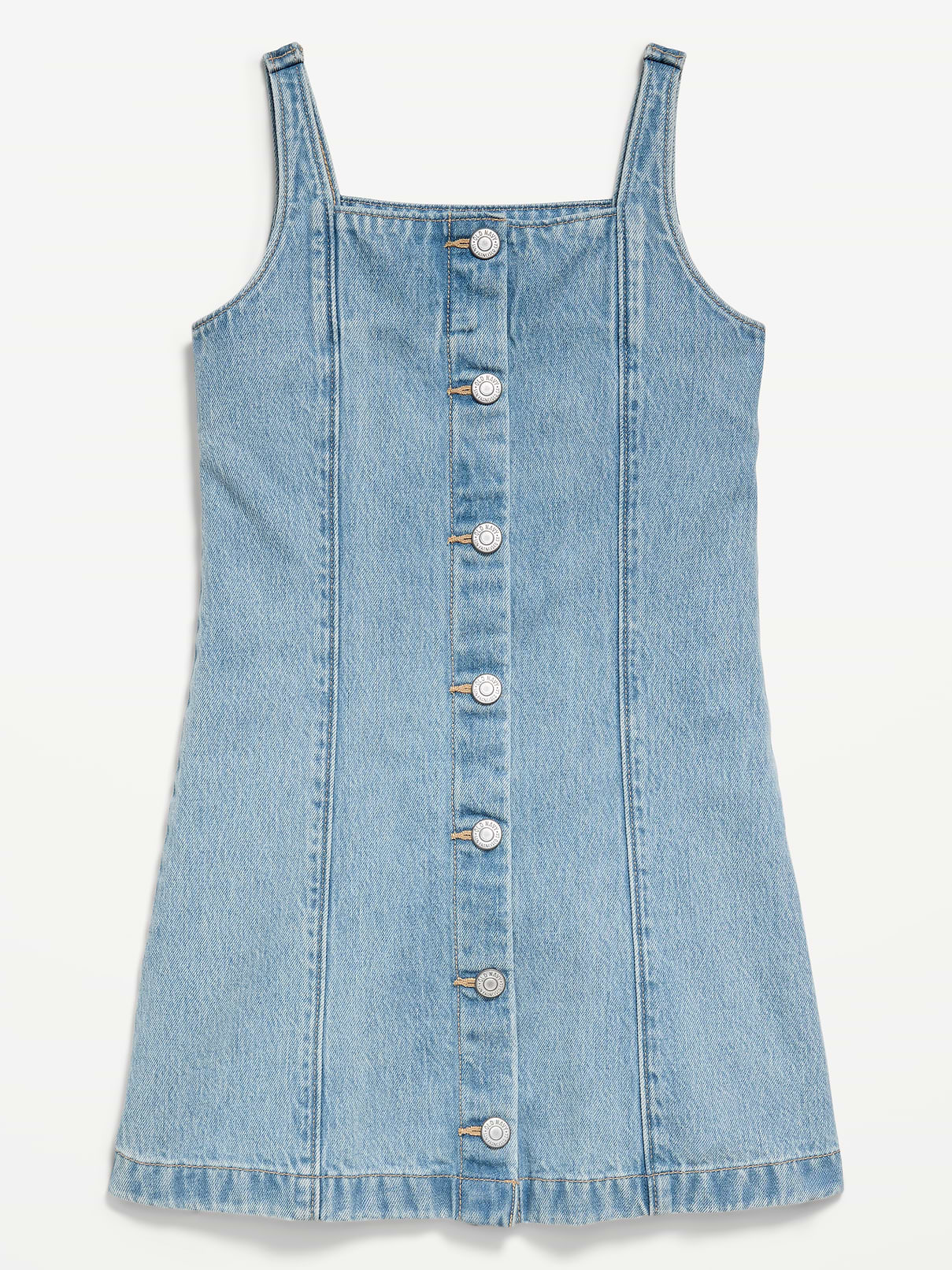 Image number 3 showing, Sleeveless Fit and Flare Button-Front Jean Dress for Girls
