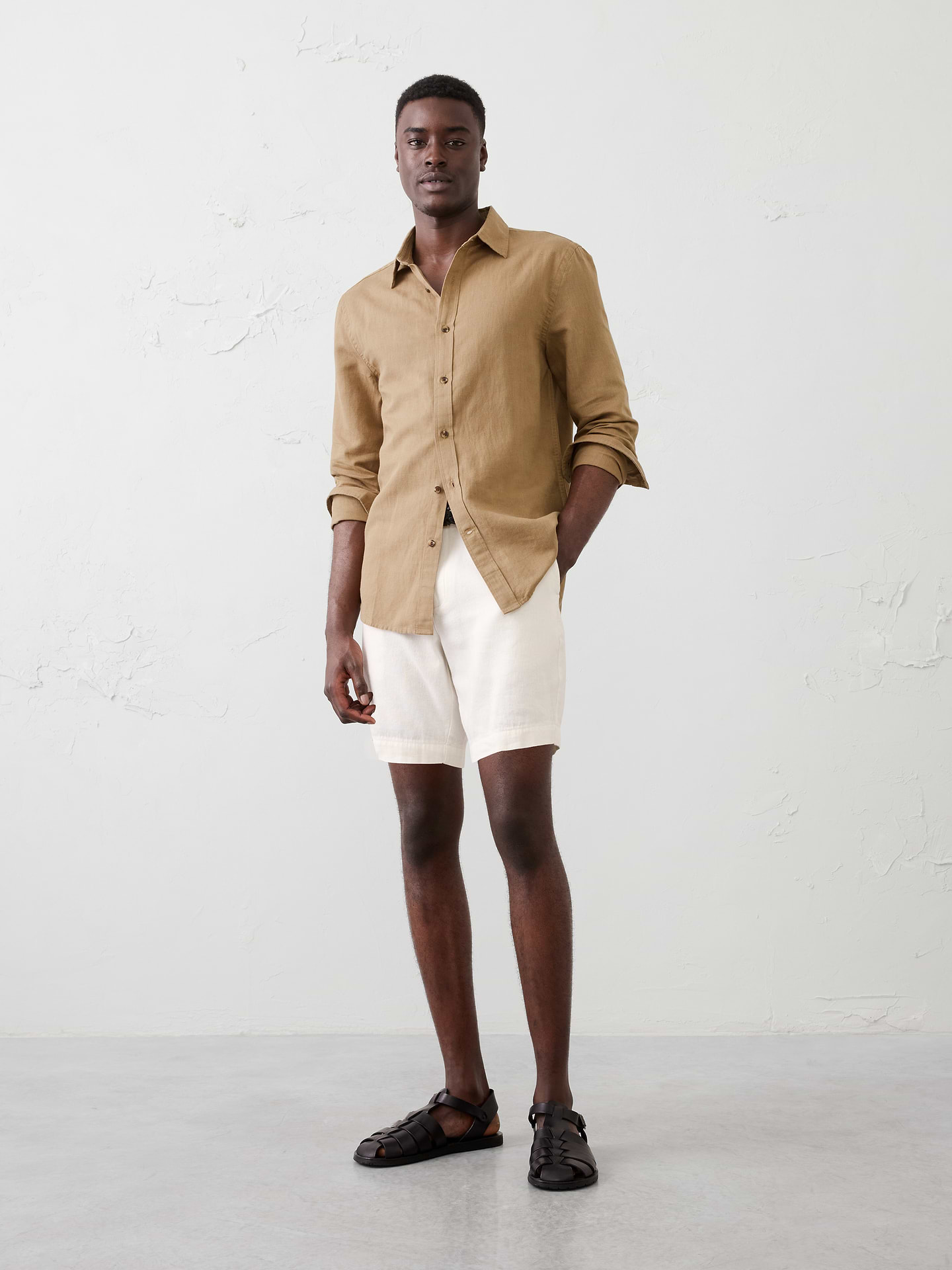 Image number 1 showing, Slim-Fit Linen-Blend Shirt