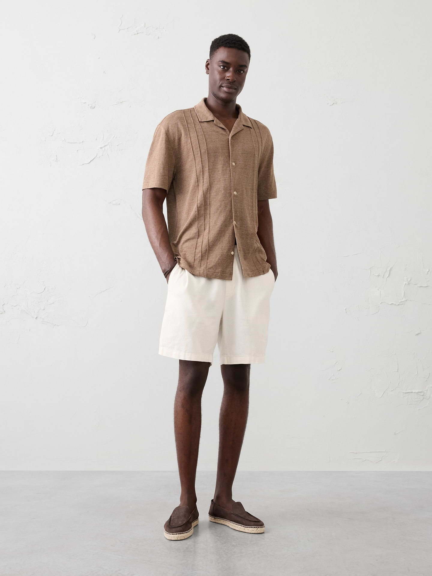 Image number 1 showing, Standard-Fit Linen-Blend Pintuck Polo