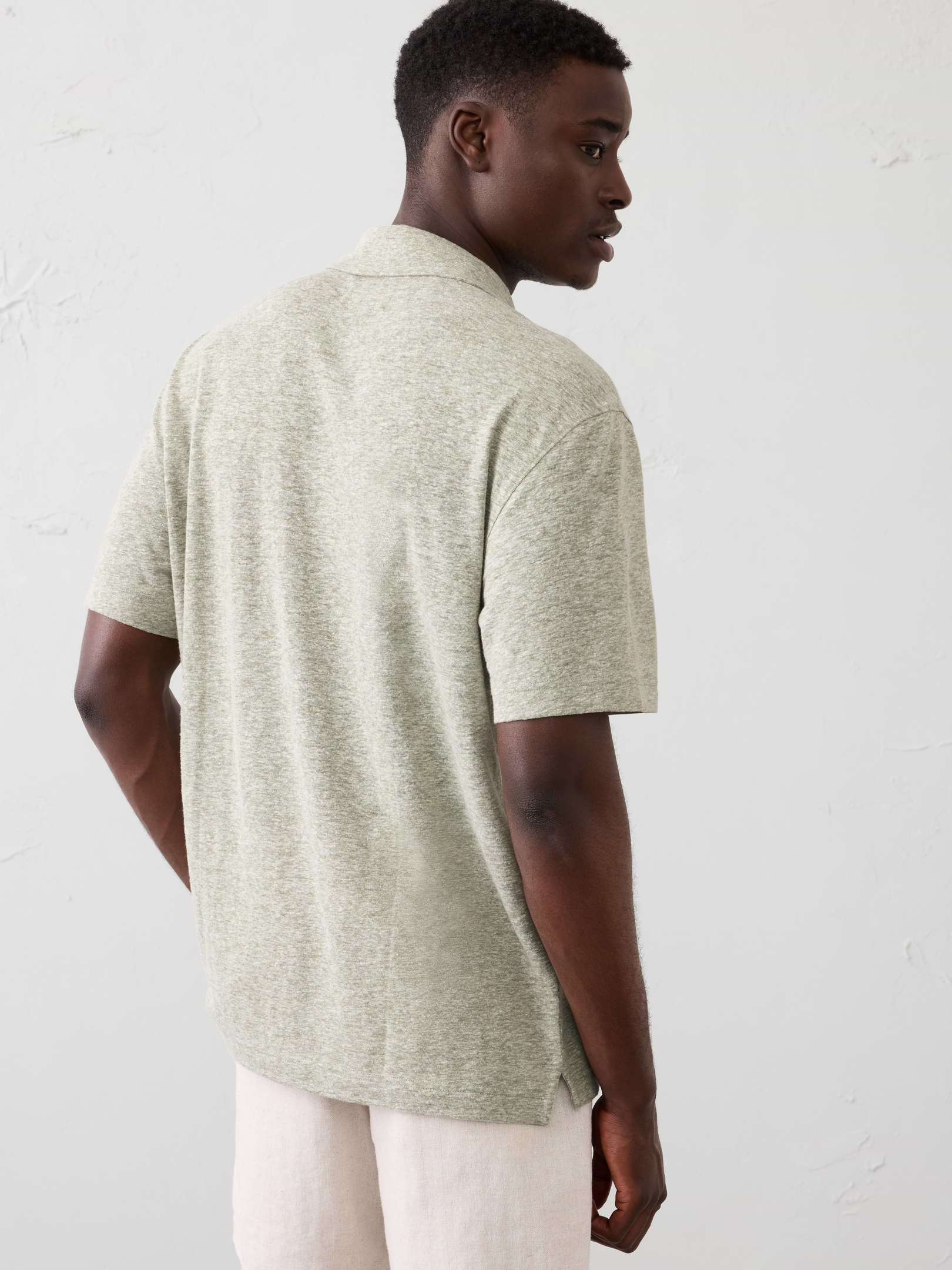 Standard-Fit Linen-Blend Pintuck Polo | Banana Republic Factory