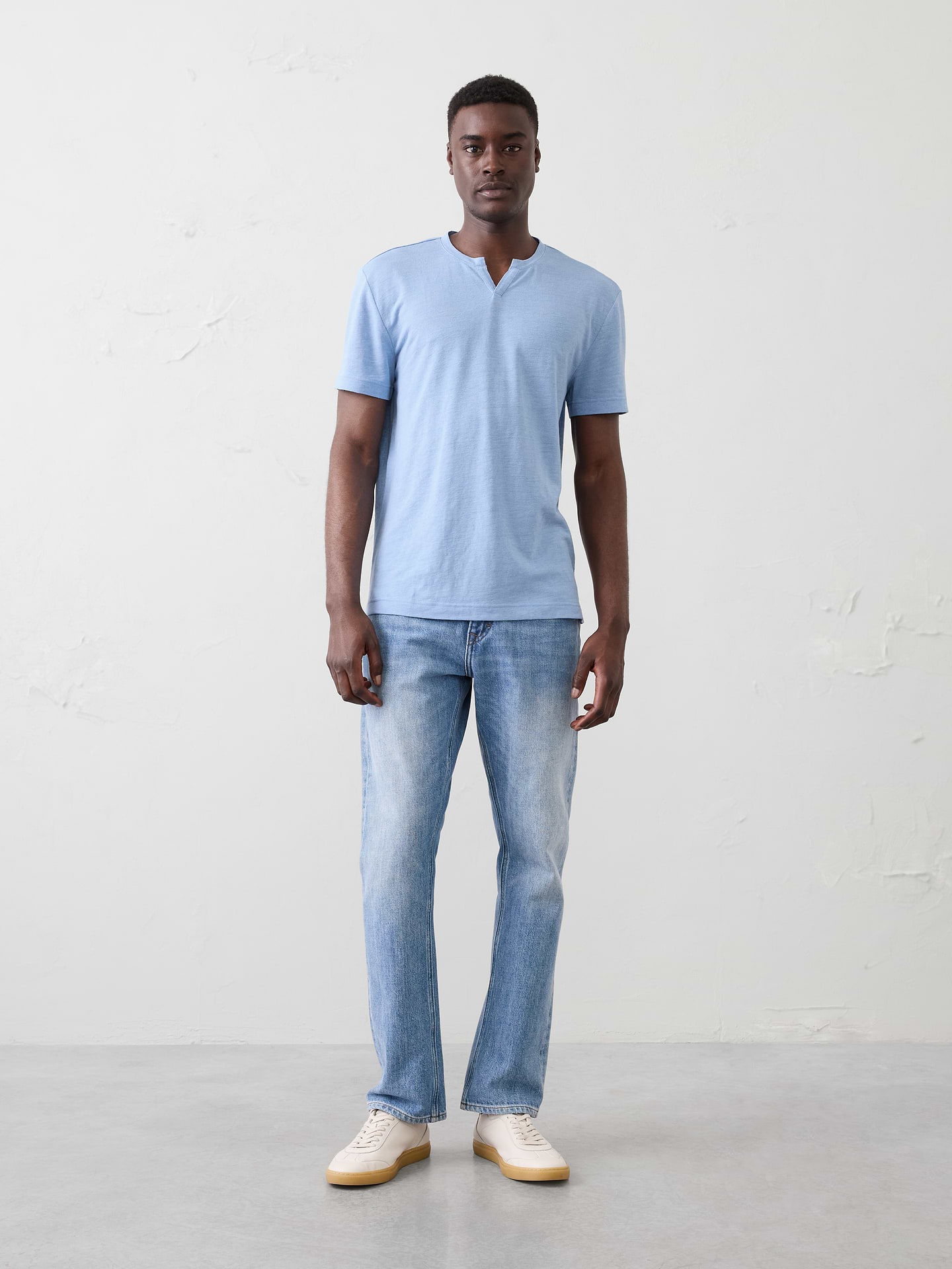 Image number 1 showing, Standard-Fit Linen-Blend Notch T-Shirt