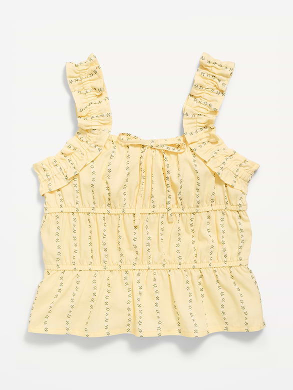 Printed Sleeveless Ruffled Top for Girls
