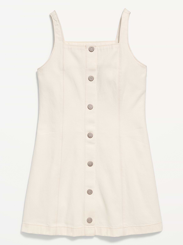 Robe ajustée et évasée en denim à manches longues et devant boutonné pour fille