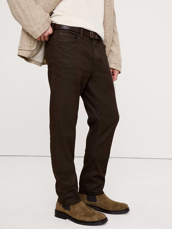 Pantalon Voyageur étroit en lin et coton