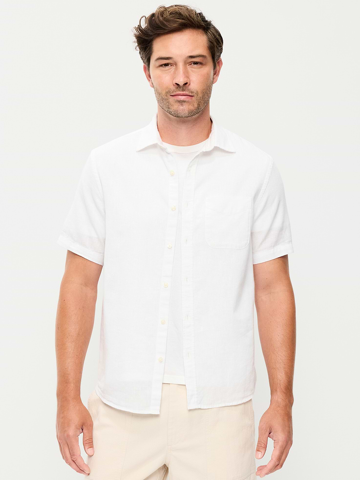 L'image numéro 1 présente Chemise classique passe-partout en mélange de lin