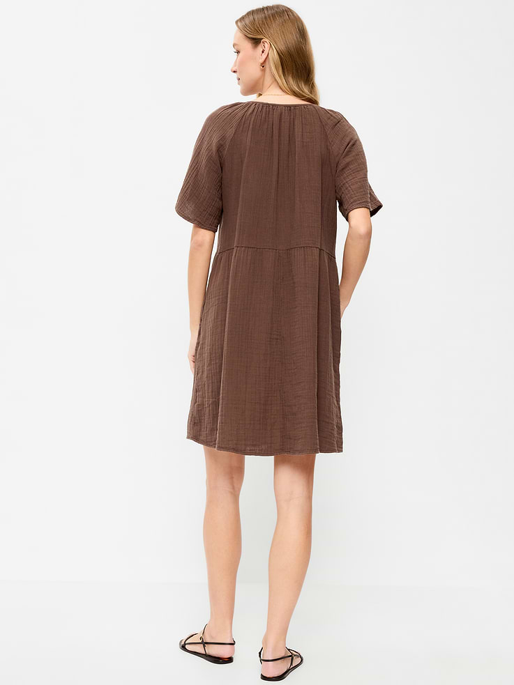 Image number 2 showing, Crinkle Gauze Flutter-Sleeve Mini Swing Dress