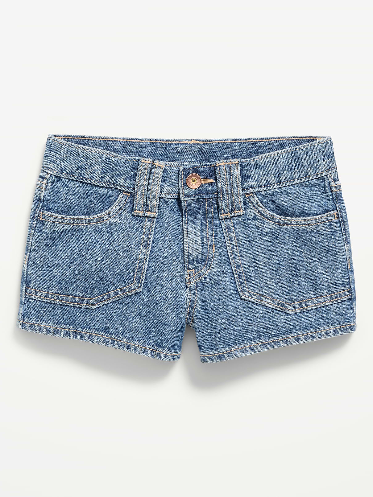 Image number 4 showing, Low-Rise Utility Jean Shorts for Girls