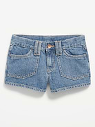 Image number 4 showing, Low-Rise Utility Jean Shorts for Girls