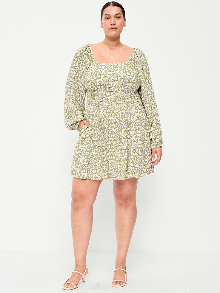 Image number 7 showing, Long-Sleeve Square-Neck Mini Dress