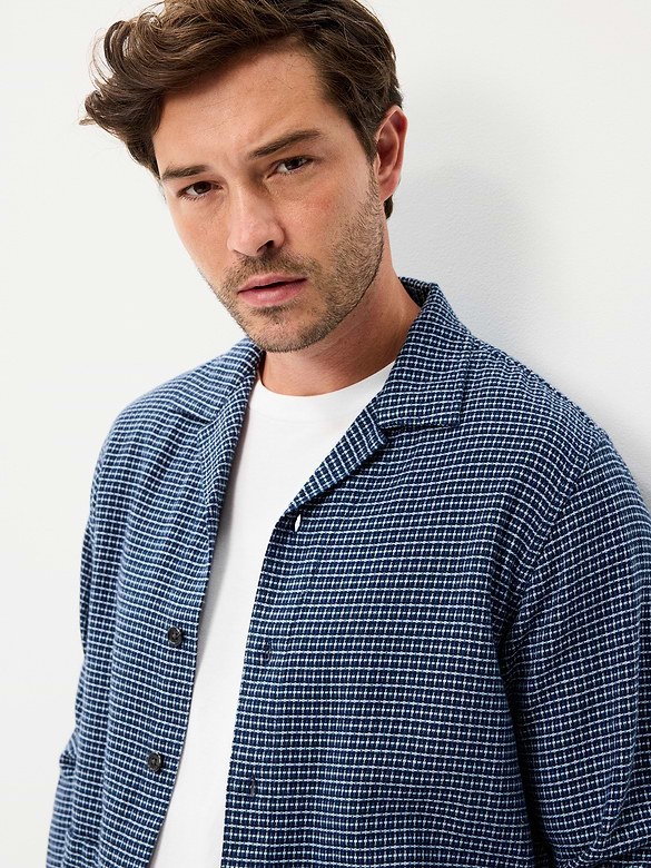Long-Sleeve Textured Camp Shirt