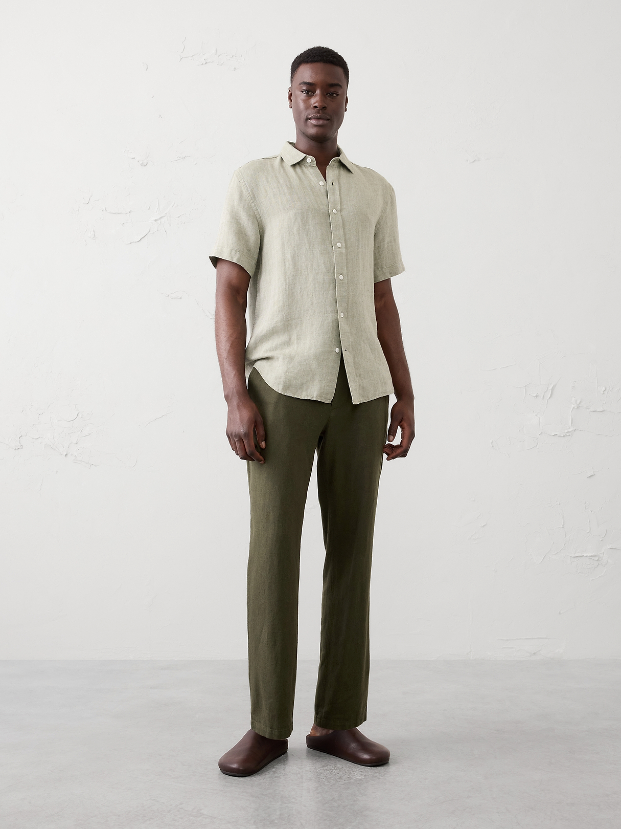 Slim-Straight Linen-Blend Trouser | Banana Republic Factory