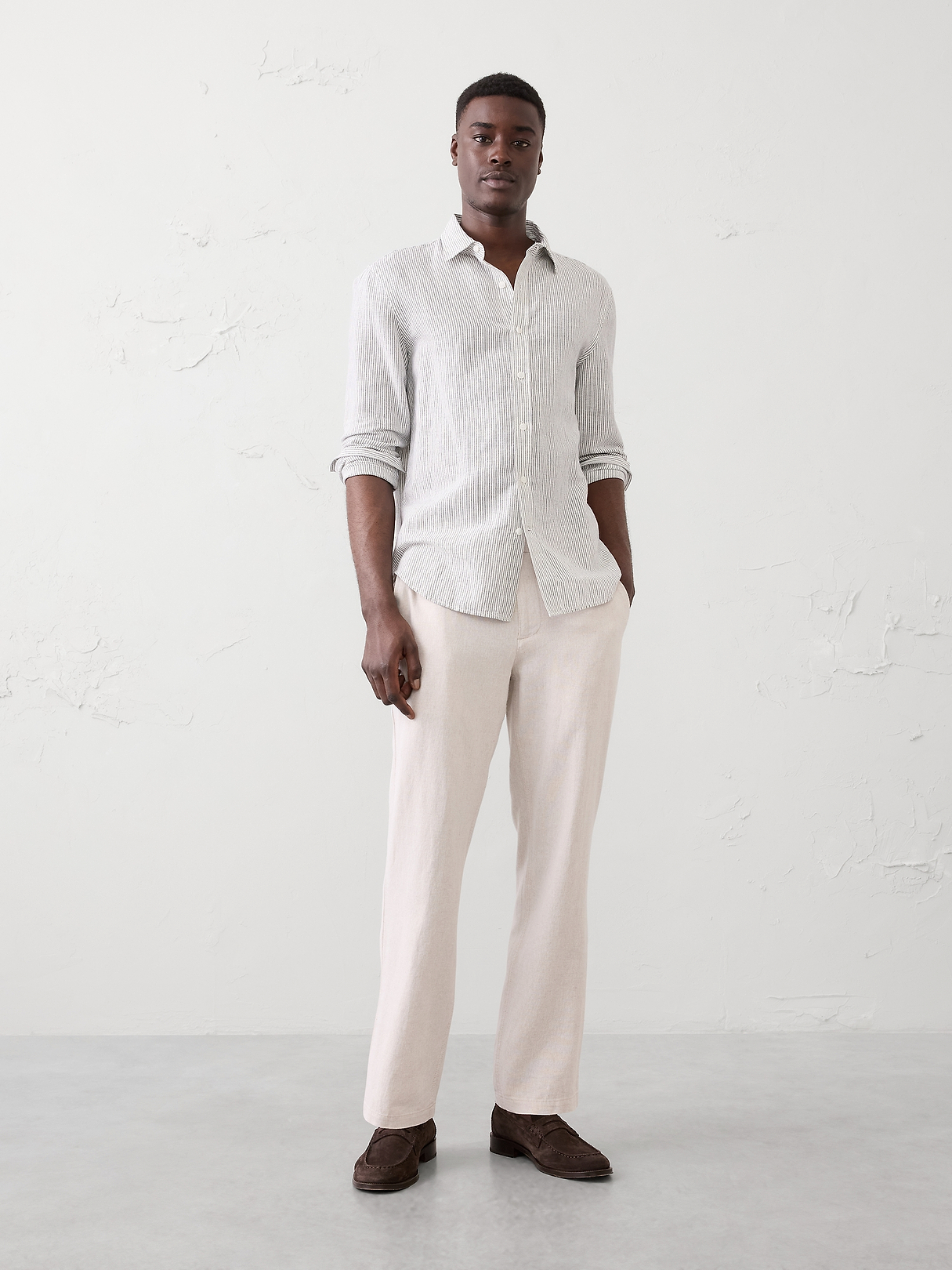 Slim-Straight Linen-Blend Trouser | Banana Republic Factory