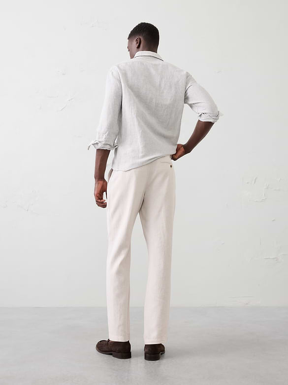 Slim-Straight Linen-Blend Trouser