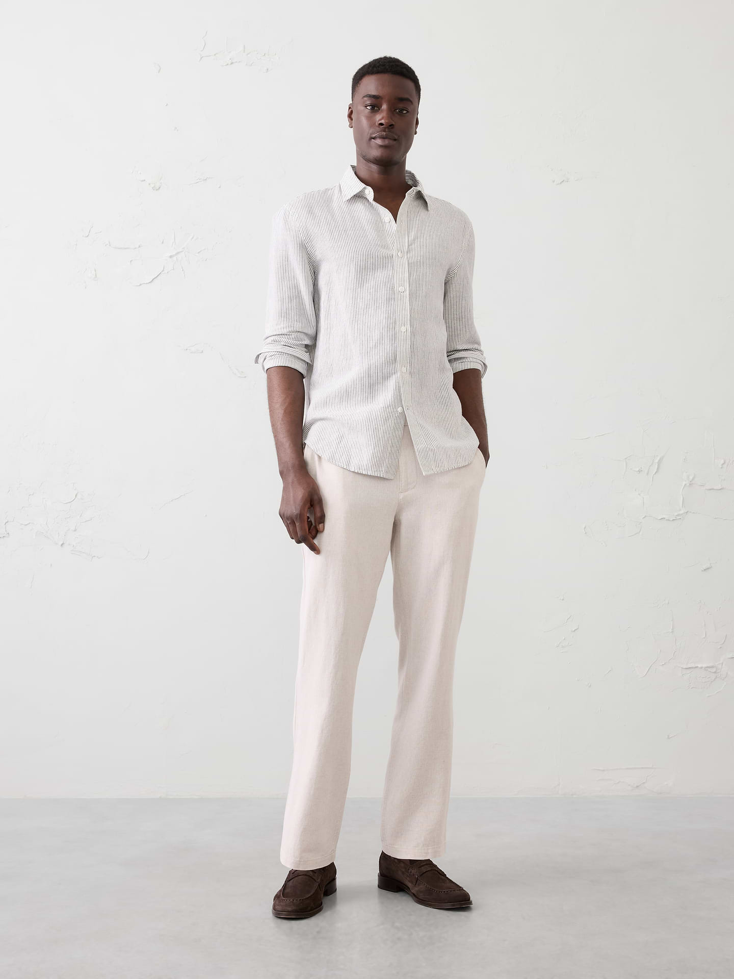 Image number 1 showing, Slim-Straight Linen-Blend Trouser