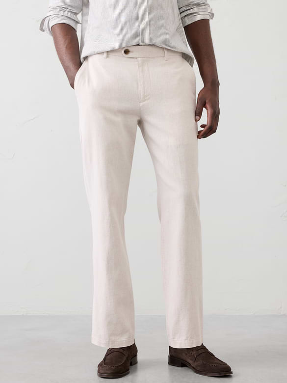 Slim-Straight Linen-Blend Trouser