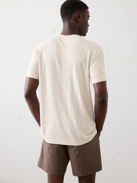 Standard-Fit Linen-Blend Notch T-Shirt
