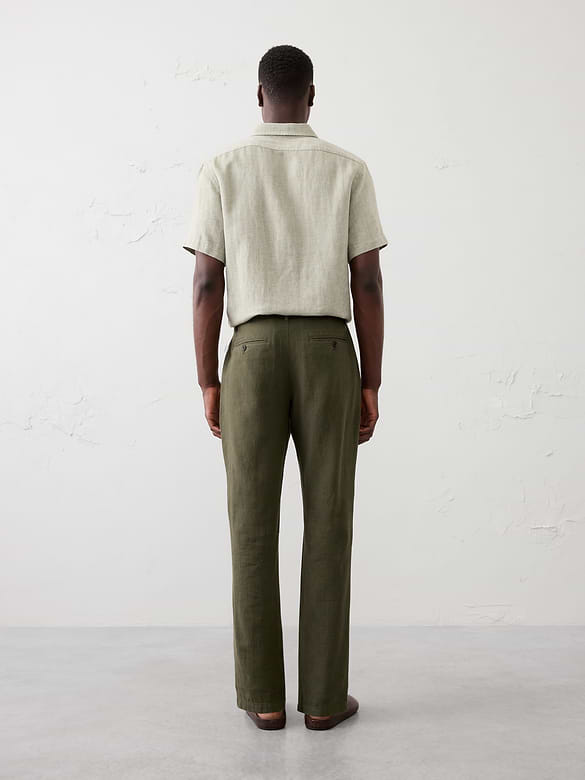 Slim-Straight Linen-Blend Trouser