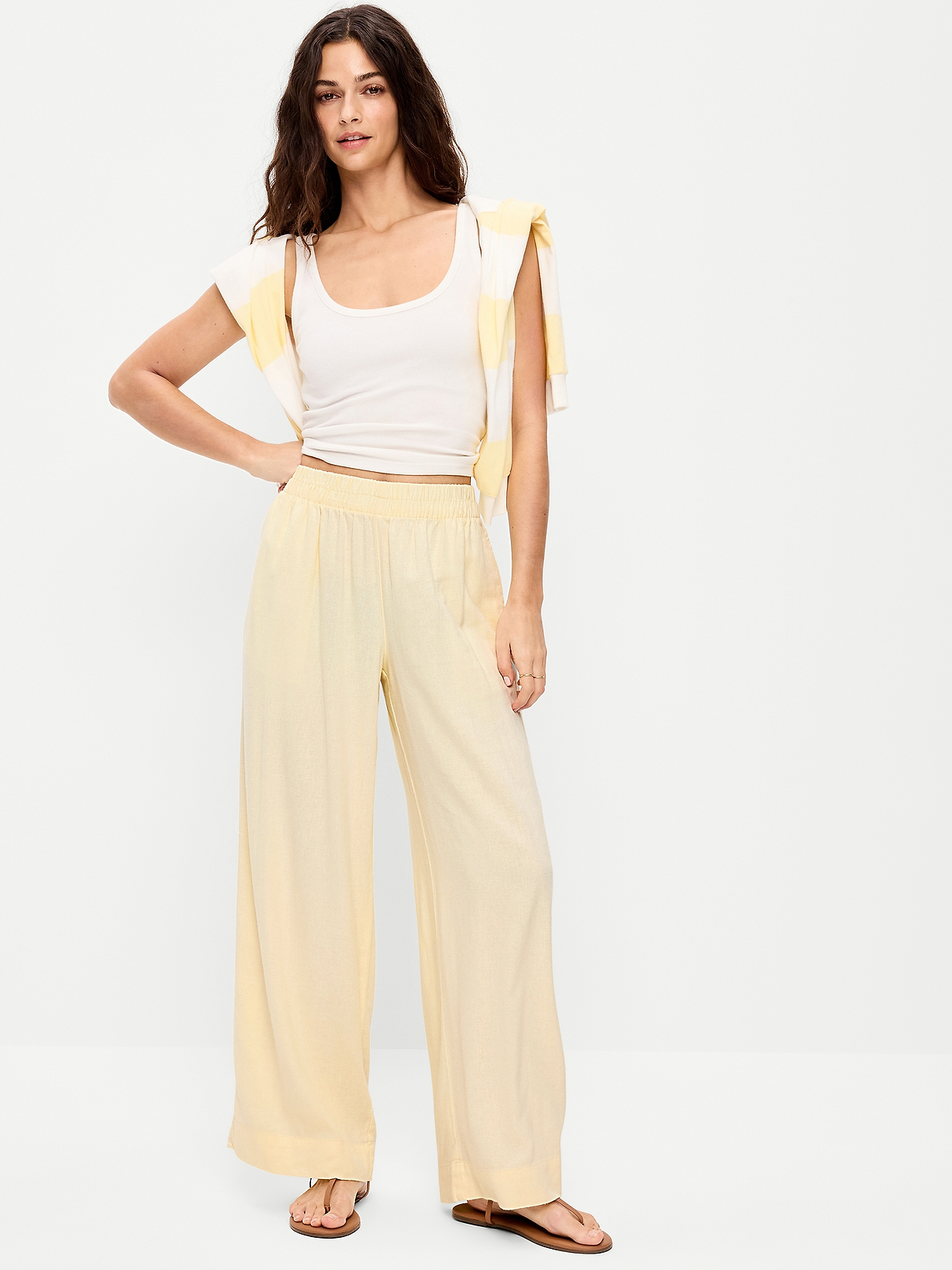 High-Waisted Linen-Blend Super Wide-Leg Pants | Old Navy