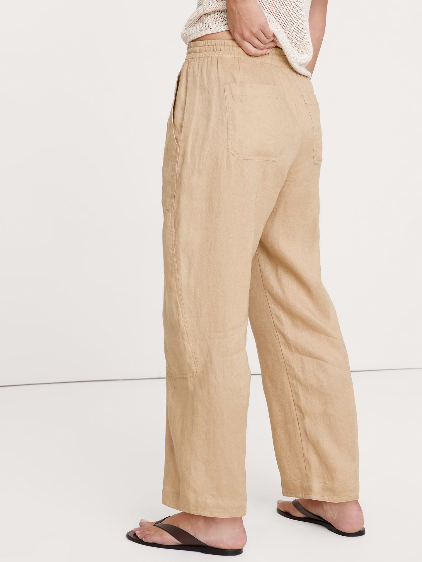Image number 6 showing, Barrel-Leg Linen Pull-On Pant
