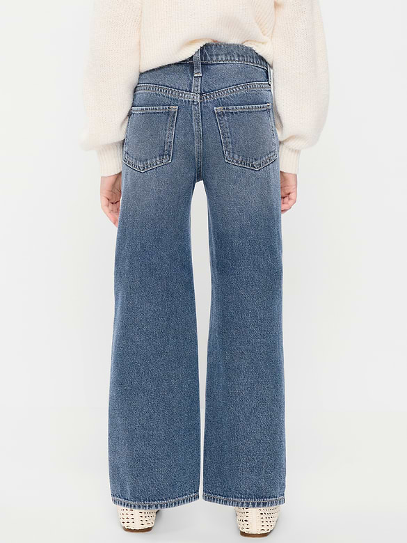 Jean Wow coupe généreuse jambe large à taille haute pour fille