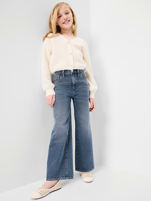 Jean Wow coupe généreuse jambe large à taille haute pour fille
