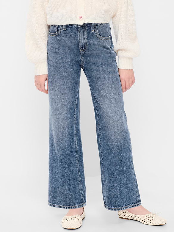 Jean Wow coupe généreuse jambe large à taille haute pour fille