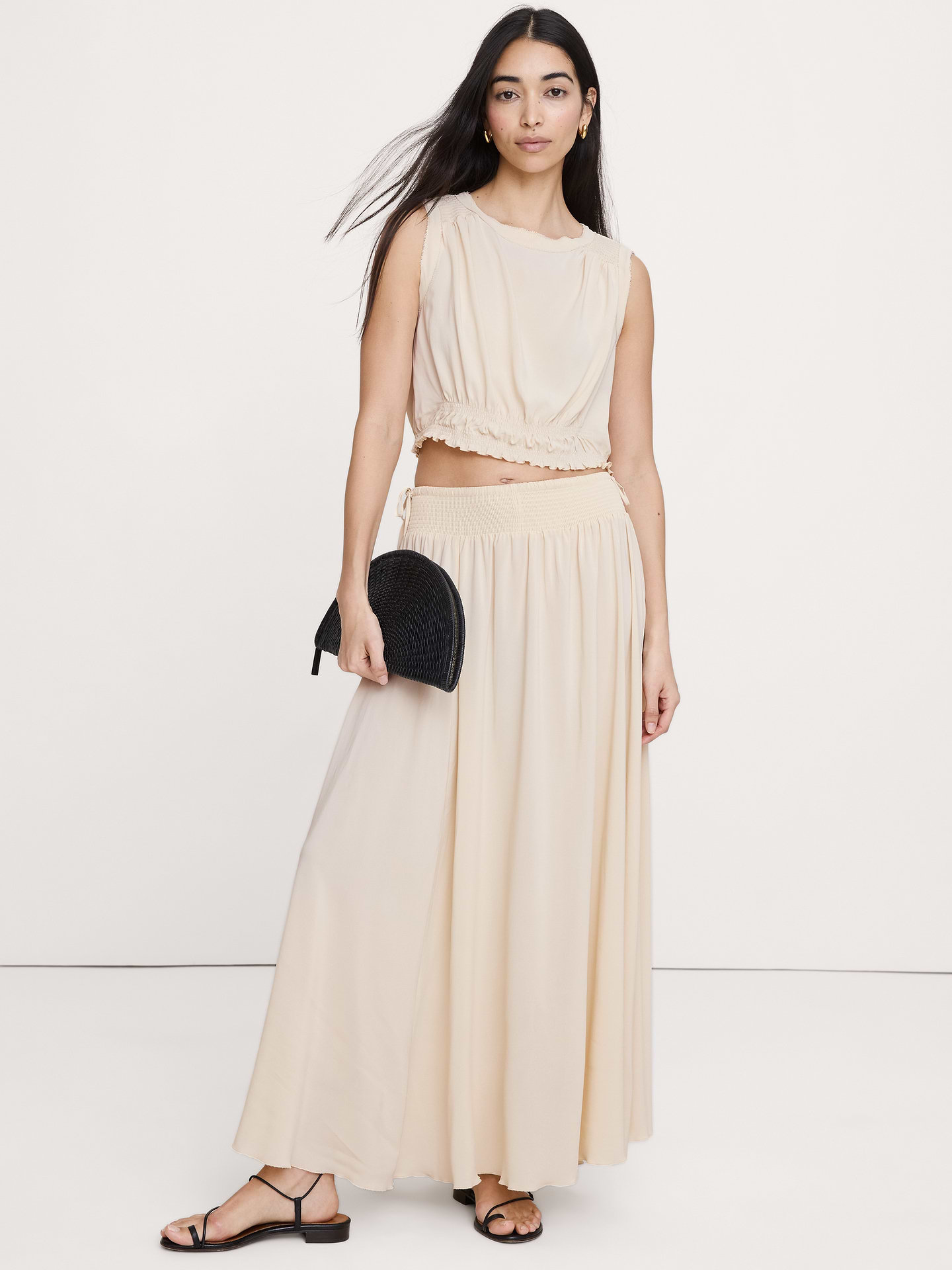 Image number 3 showing, Smocked Georgette Cropped Tank