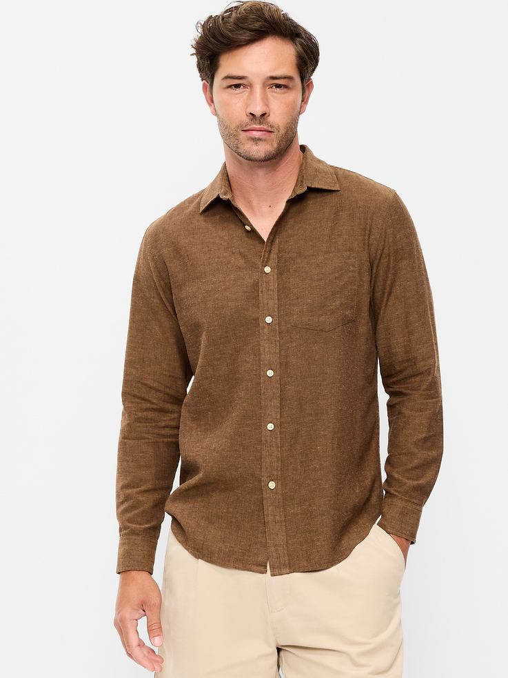 L'image numéro 1 présente Chemise coupe classique en mélange de lin