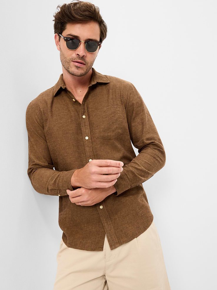 L'image numéro 3 présente Chemise coupe classique en mélange de lin