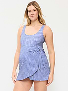 Image number 1 showing, Maternity Classic Wrap Swim Dress