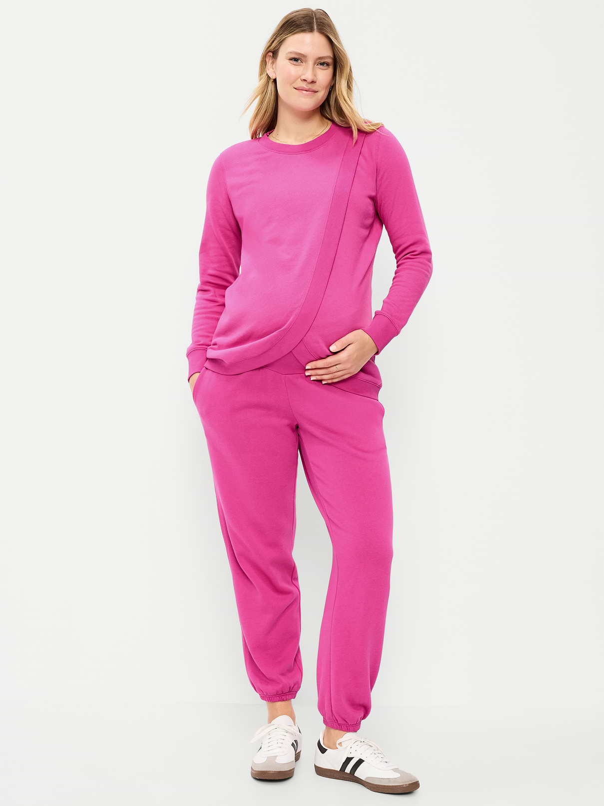 Image number 1 showing, Maternity Rollover-Waist Fleece Jogger