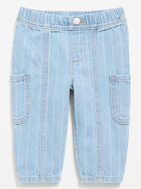 Baggy Baggy Barrel-Leg Striped Cargo Jeans for Baby clearance posted today