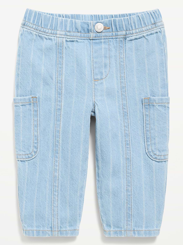 Baggy Barrel-Leg Striped Cargo Jeans for Baby