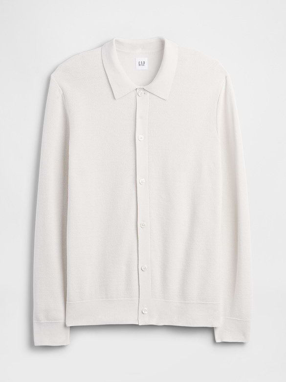 Textured Button-Up Sweater