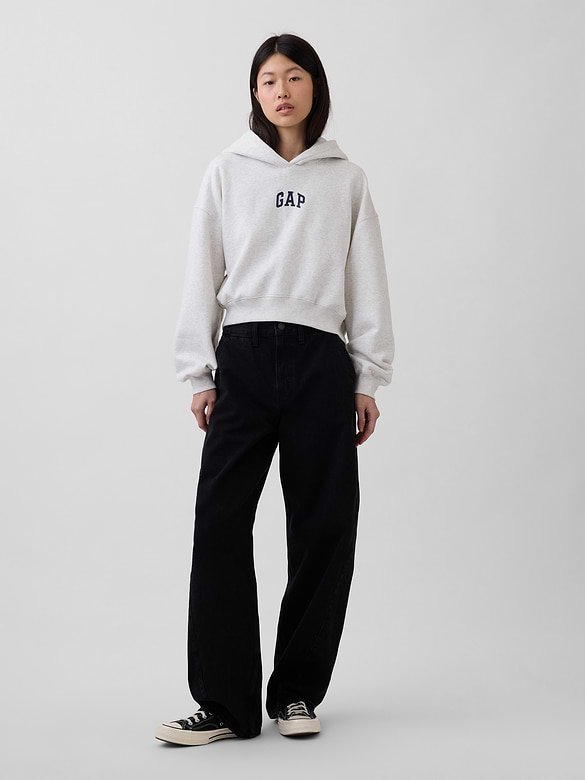 VintageSoft Oversized Crop Logo Hoodie