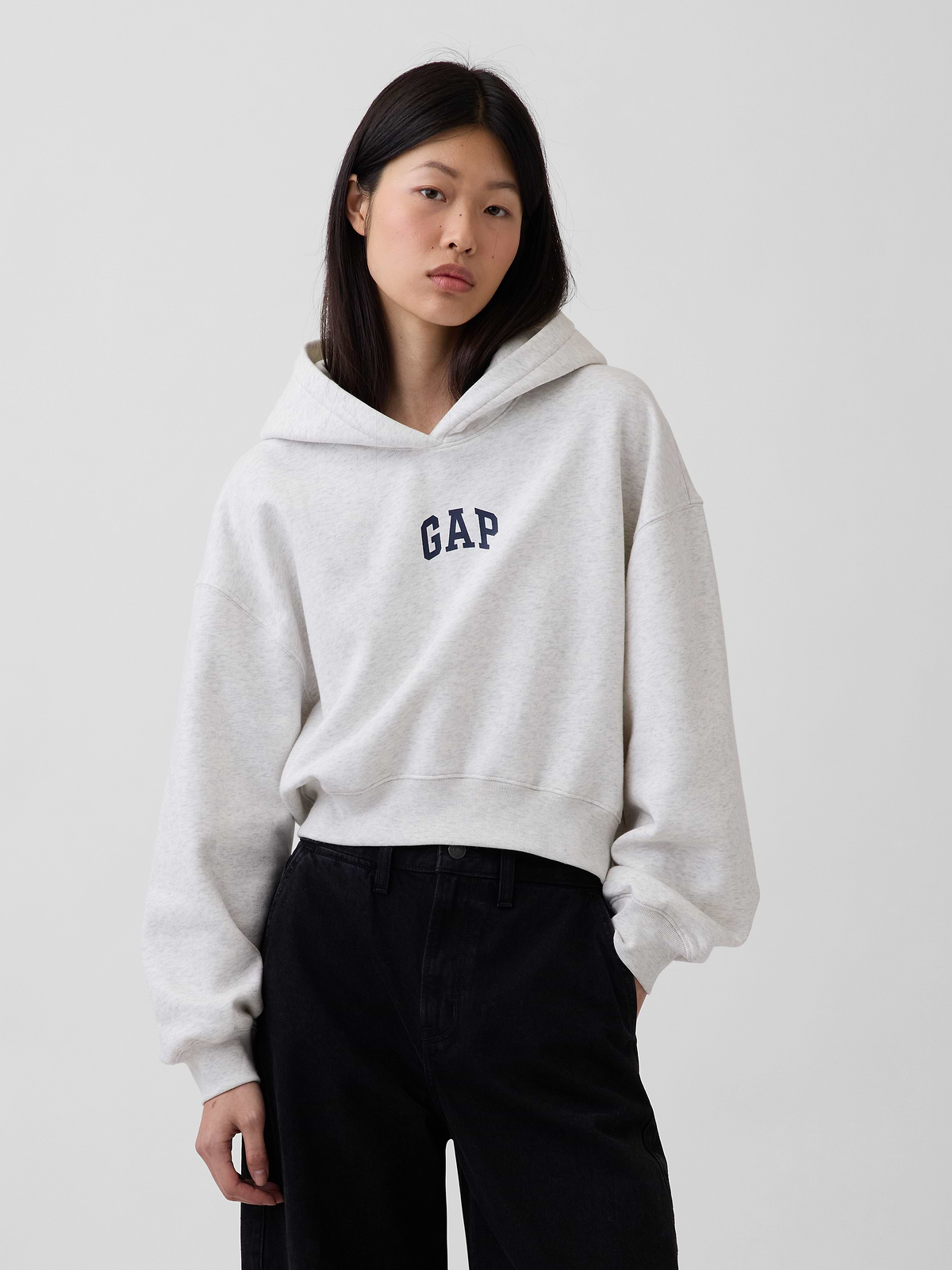 VintageSoft Oversized Crop Logo Hoodie