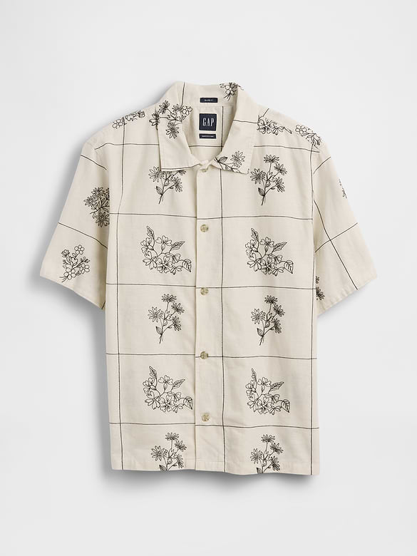 Linen-Cotton Relaxed Straight-Hem Shirt