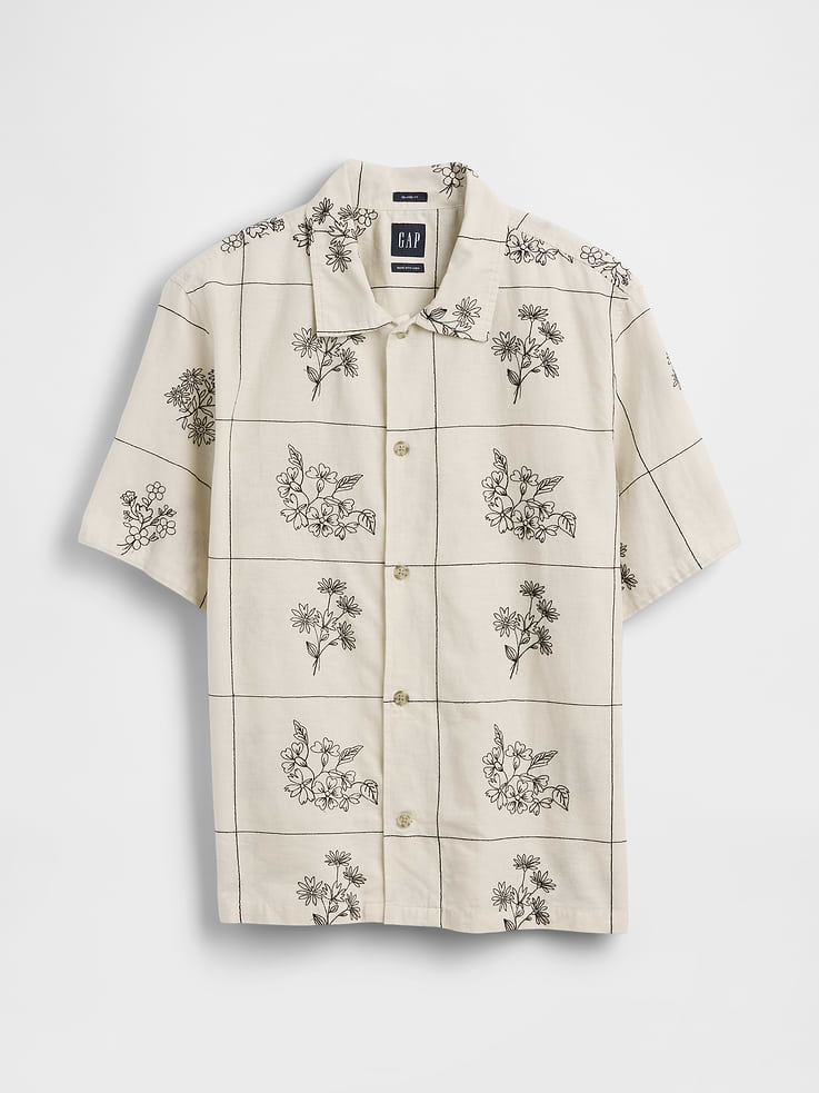 Image number 5 showing, Linen-Cotton Relaxed Straight-Hem Shirt