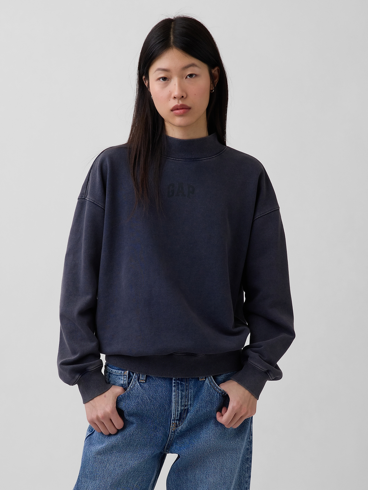 Heavyweight French Terry Oversized Mockneck Sweatshirt | Gap
