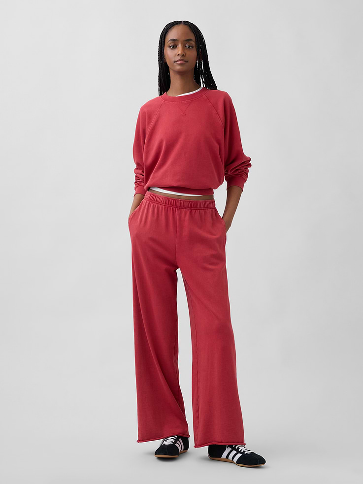 Image number 1 showing, VintageSoft Terry Wide-Leg Sweatpants