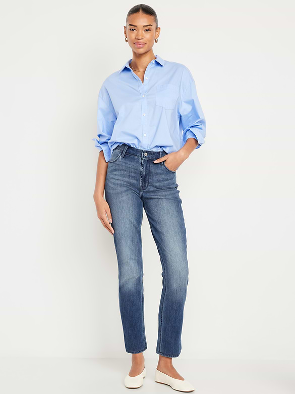 High-Waisted Wow Straight Ankle Jeans