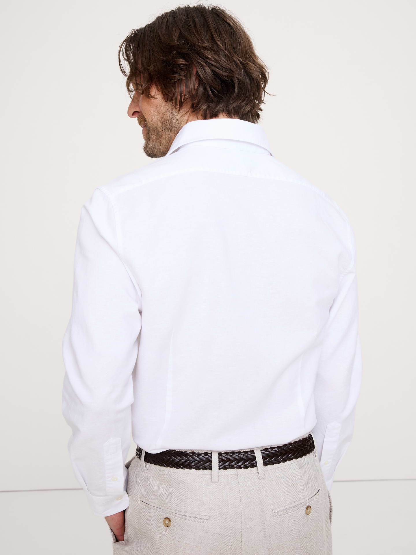 Image number 6 showing, Slim-Fit Linen-Cotton Dress Shirt