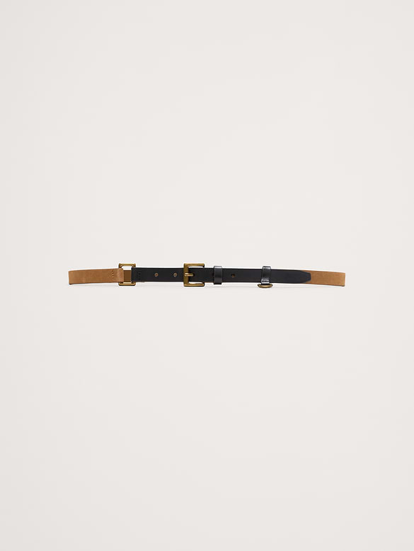 Two-Tone Leather Skinny Utility Belt