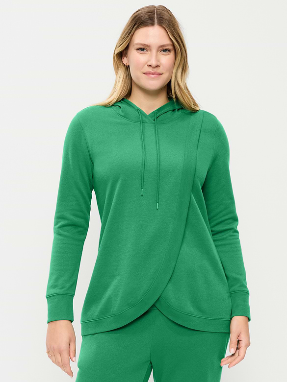 Maternity Cross-Front Nursing Pullover Hoodie