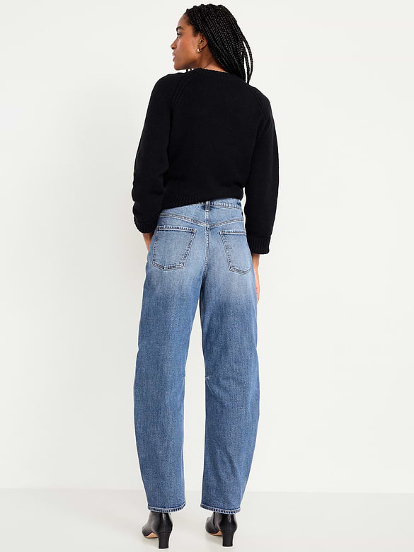 High-Waisted Baggy Barrel Jeans