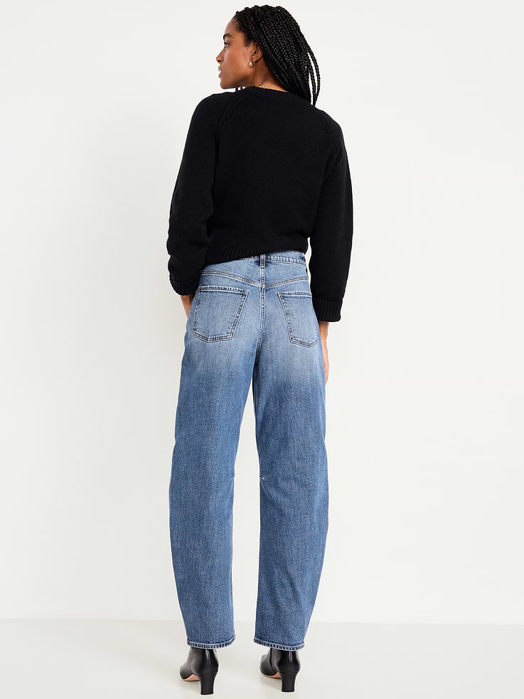 Image number 3 showing, High-Waisted Barrel Jeans