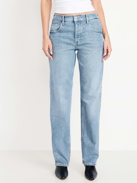 Mid-Rise Slouchy Straight Jeans